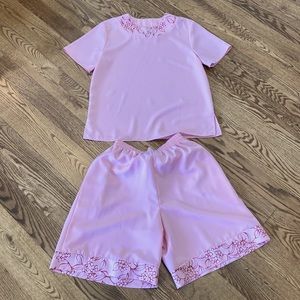 Coordinating shorts set summer feminine floral blush oversized boxy vintage